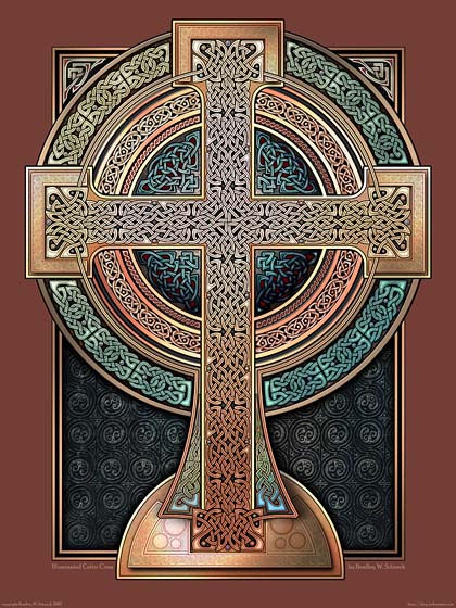 Illuminated Celtic Cross Archival Print