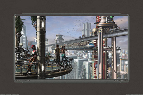 Retro  Futuristic city scene