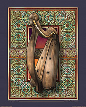 Offogerty Harp Celtic Art Archival Print