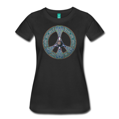 Knotwork Peace Sign Womens Tee (Blue)